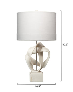 Intertwined Table Lamp with Linen Shade, White