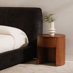 Theo One Drawer Nightstand in Brown Oak