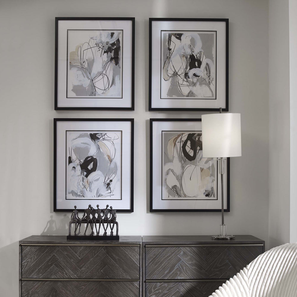 Tangled Threads Abstract Framed Prints, S/4