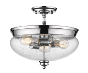 Amon 3 Light Semi Flush Mount in Chrome Finish