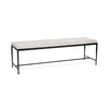 Achen 60" Bench with Hammered Iron & Hide - Dusty Cream