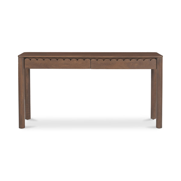 Moe's Wiley Console Table with Scalloped Edge, Brown
