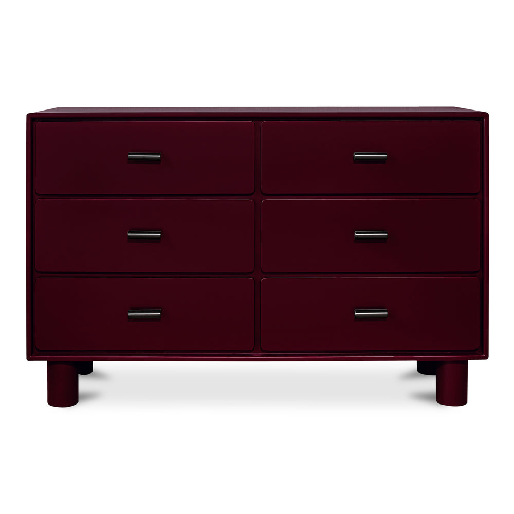 Moe's Jolene 6-Drawer Dresser in Deep Red