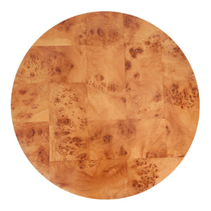 Arsenio Burl Wood Round Coffee Table, Golden Brown Burl