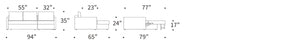 NEAH SOFA BED, SLIM W/LOUNGER, 55"X77"