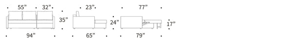 NEAH SOFA BED, SLIM W/LOUNGER, 55"X77"
