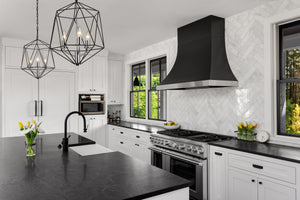 Geo 3 Light Chandelier in Matte Black + Chrome Finish
