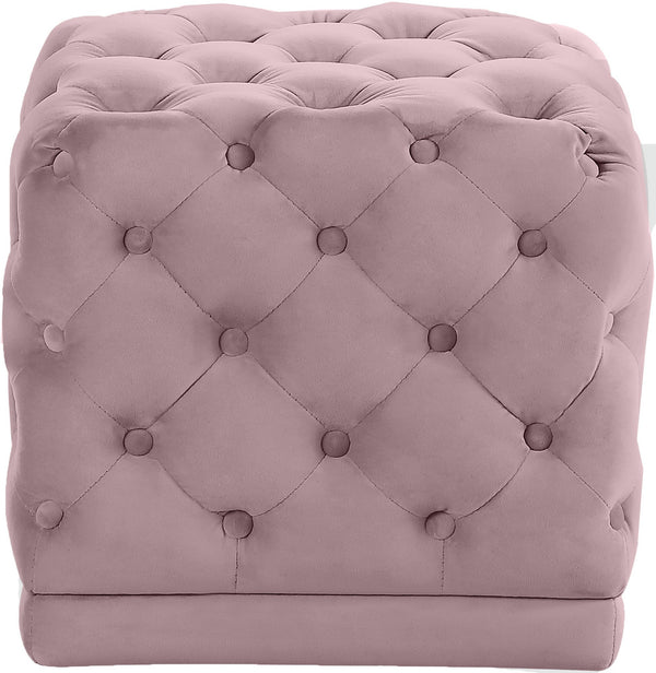 Robyn Ottoman/Stool In Pink Velvet