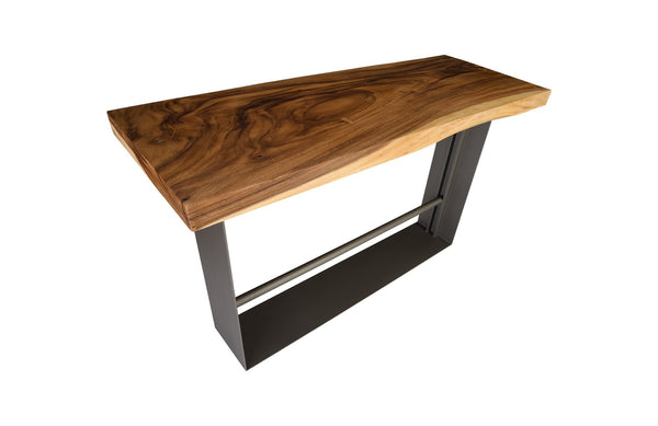 Iron Frame Bar Table, Chamcha Wood, Natural