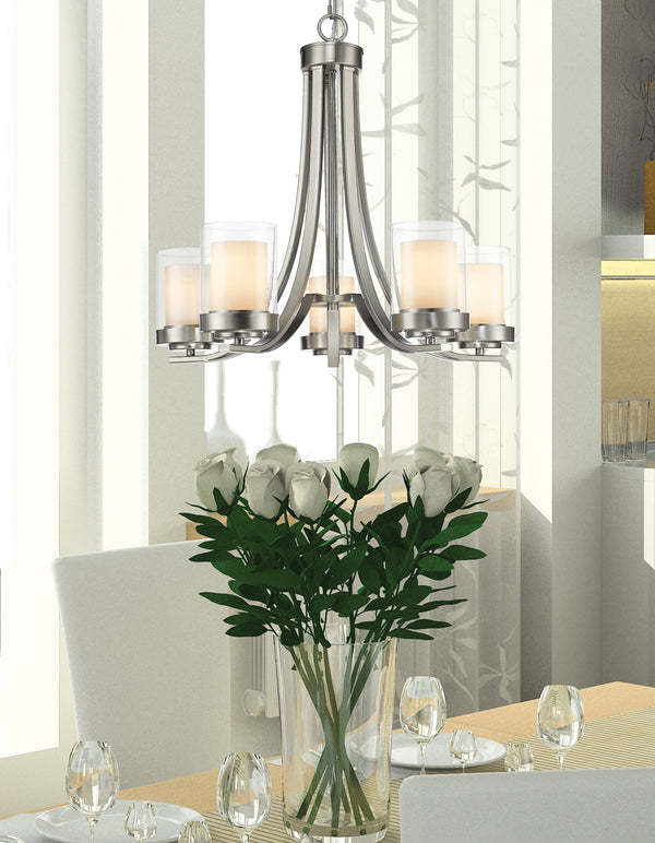 Willow 5 Light Chandelier in Brushed Nickel Finish