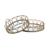 Leona (Set of 2) Natural Wicker Woven Mirrored Base Nesting Trays