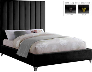 Glenda Full Bed In Black Velvet