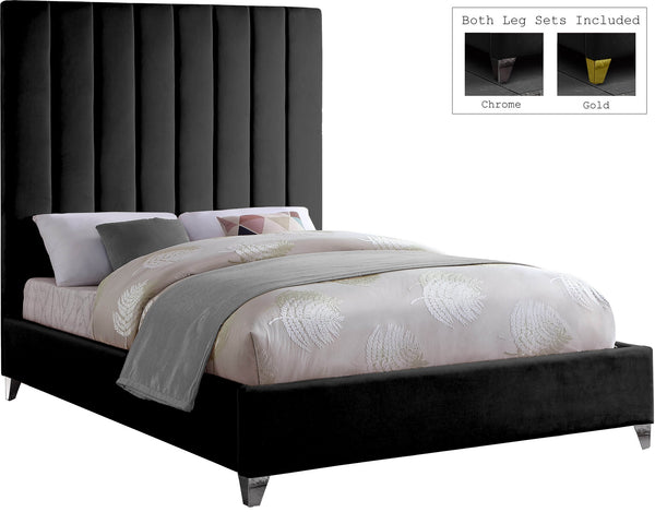 Glenda Full Bed In Black Velvet
