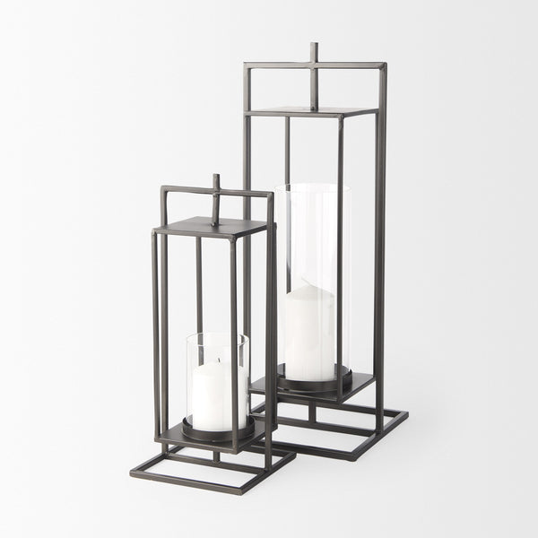 Albus II Small Black Metal Rectangular Table Candle Holder