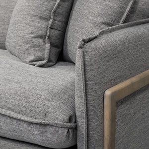 Roy II Castlerock Gray Upholstered and Brown Wood Frame Arm Chair