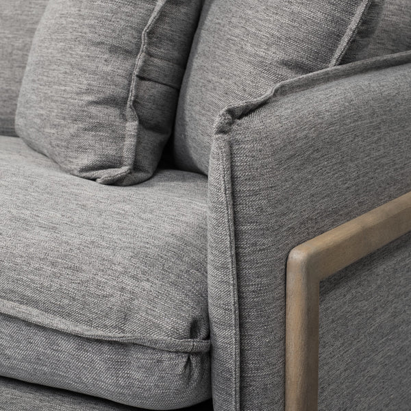 Roy II Castlerock Gray Upholstered and Brown Wood Frame Arm Chair