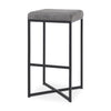 Frodo 16.5L x 16.5W x 29.75H Gray Fabric Seat W/Black Iron Frame Bar Stool