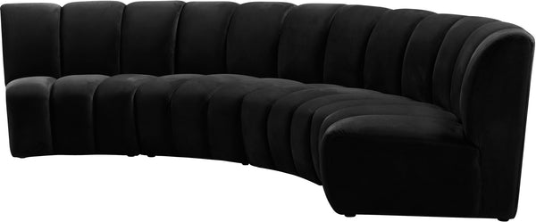 Lynda 4pc. Modular Sectional In Black Velvet