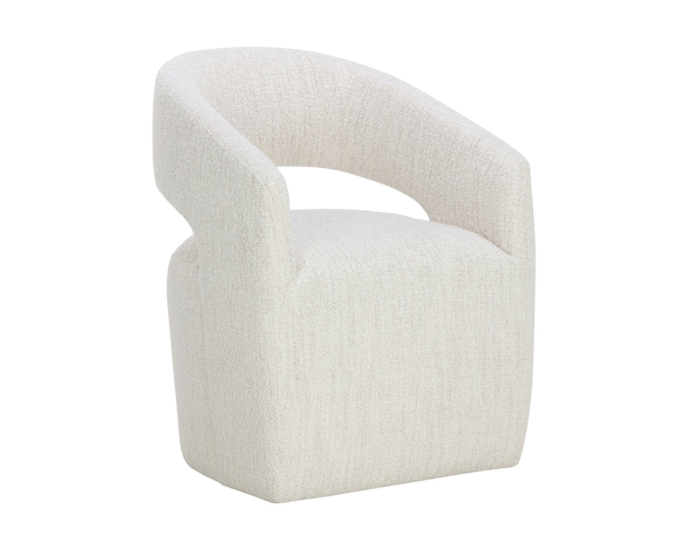 LLORET WHEELED DINING ARMCHAIR - MERINO PEARL