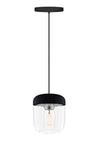 Acorn Black and Steel Hardwired Pendant with LED Bulb