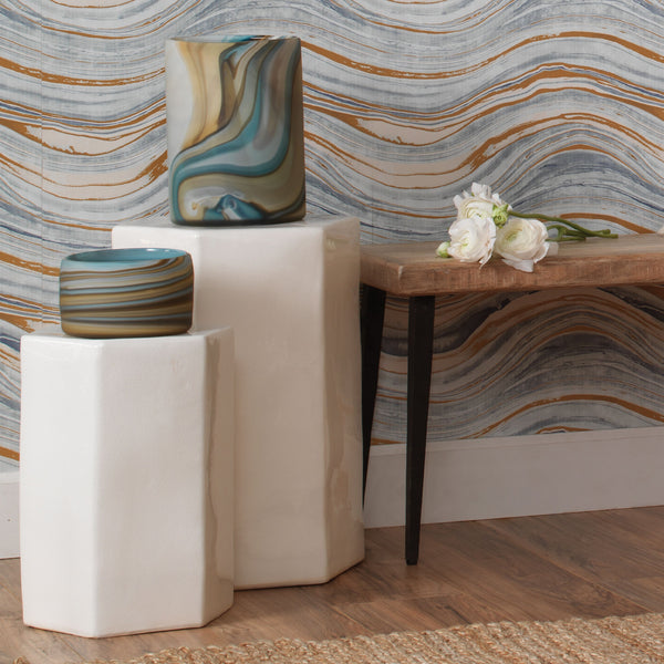 Porto Ceramic Indoor/Outdoor Side Table-Small, White