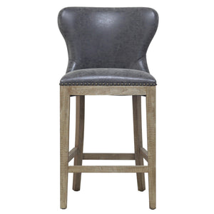 Dorsey Counter Stool Drift Wood Legs In Nubuck Charcoal