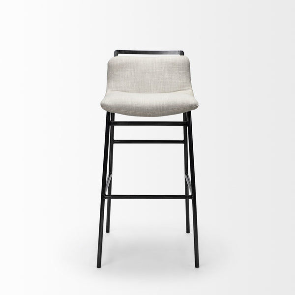Kavalan 33.5" Total Height Beige Upholstered Seat Gray Metal Frame Counter Stool