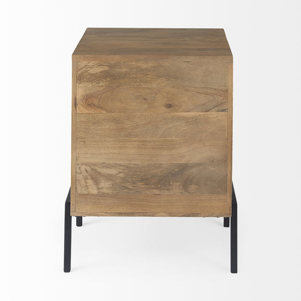 Arelius 20L x 18W x 26H Light Brown Wood W/ Black Metal Frame End/Side Table