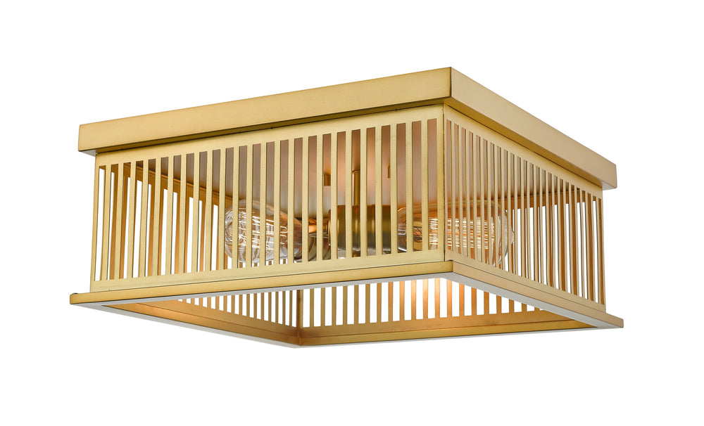 Camellia 3 Light Flush Mount in Brass Finish