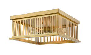 Camellia 3 Light Flush Mount in Brass Finish