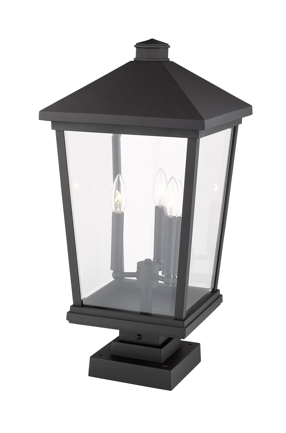 Beacon 3 Light Outdoor Pier Mounted Fixture in Black Finish