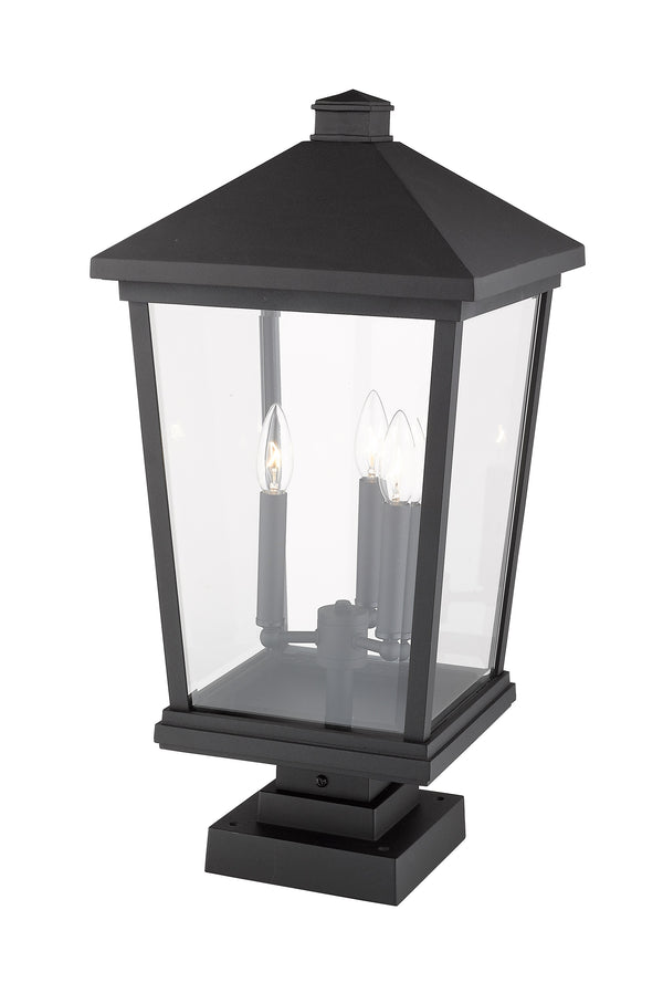 Beacon 3 Light Outdoor Pier Mounted Fixture in Black Finish