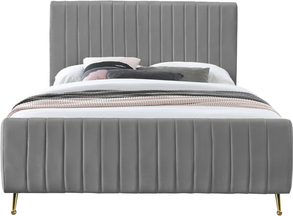 Marcos Full Bed In Grey Velvet