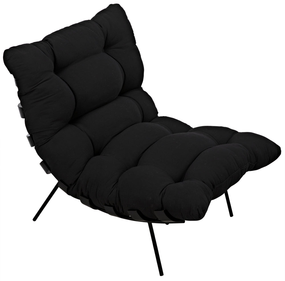 Hanzo Sungkai/Mindi Chair with Industrial Steel Legs in Charcoal Black Cotton