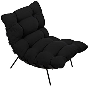 Hanzo Sungkai/Mindi Chair with Industrial Steel Legs in Charcoal Black Cotton