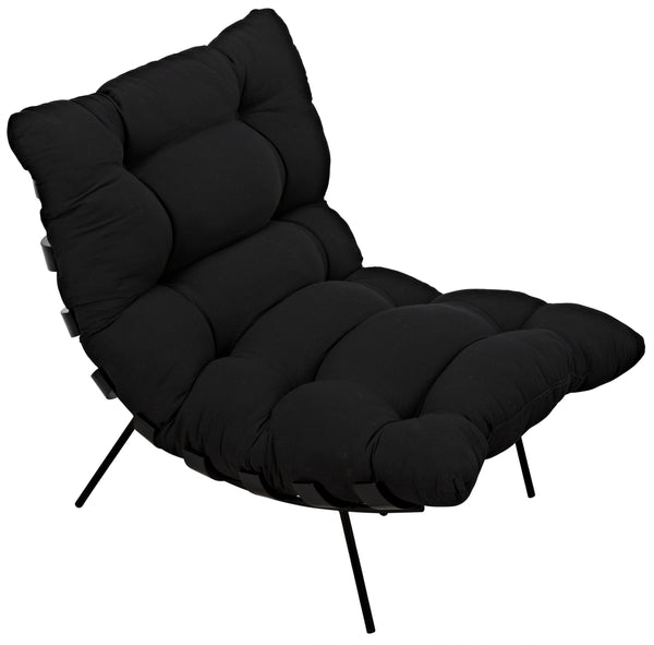 Hanzo Sungkai/Mindi Chair with Industrial Steel Legs in Charcoal Black Cotton