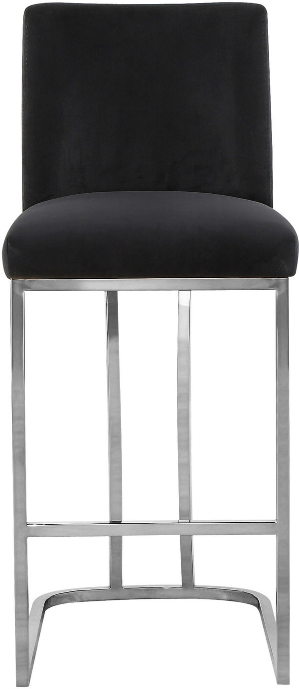 Rick Stool In Black Velvet and Chrome