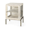 Arelius 20L x 18W x 26H White Wood W/ Gold Metal Frame End/Side Table