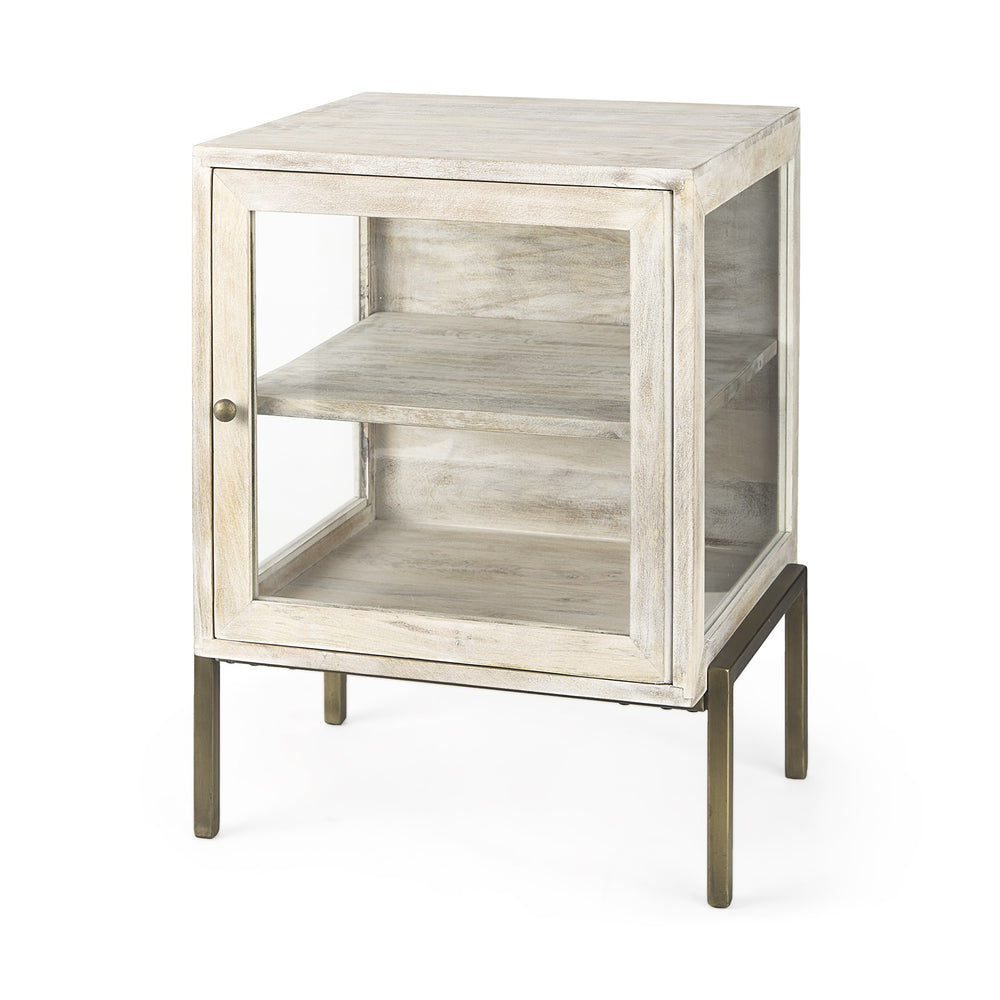 Arelius 20L x 18W x 26H White Wood W/ Gold Metal Frame End/Side Table