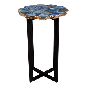 Moe's Azul Agate Accent Table with Gold Edges