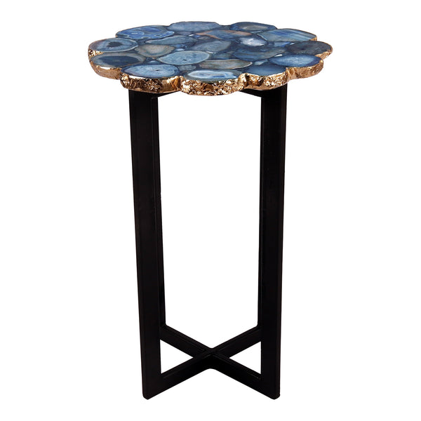 Moe's Azul Agate Accent Table with Gold Edges