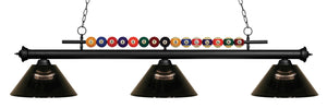 Shark 3 Light Billiard Light in Matte Black Finish