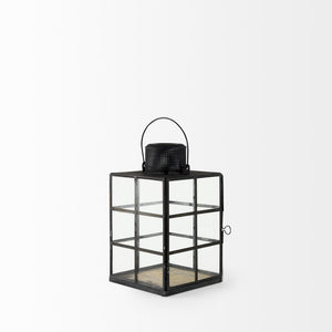 Gamfield  6.1L x 6.1W x 10.6H Small Black Metal and Glass Lantern