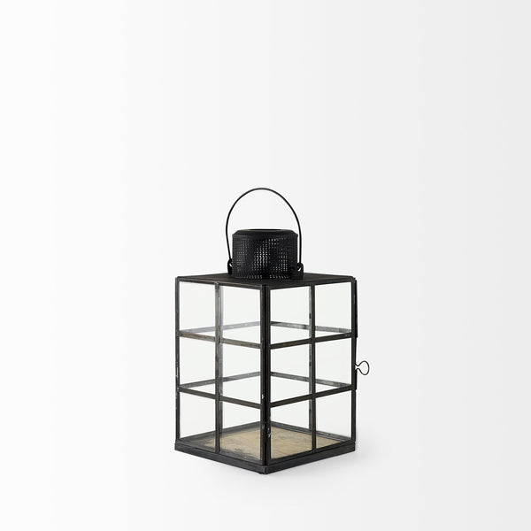 Gamfield  6.1L x 6.1W x 10.6H Small Black Metal and Glass Lantern