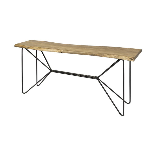 Papillion I 66L x 16W Blonde Wood and Iron Console Table