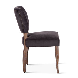Mindy Side Chair in Asphalt Velvet with Napolean Leg