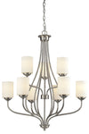 Cardinal 9 Light Chandelier in Brushed Nickel Finish