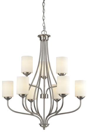 Cardinal 9 Light Chandelier in Brushed Nickel Finish
