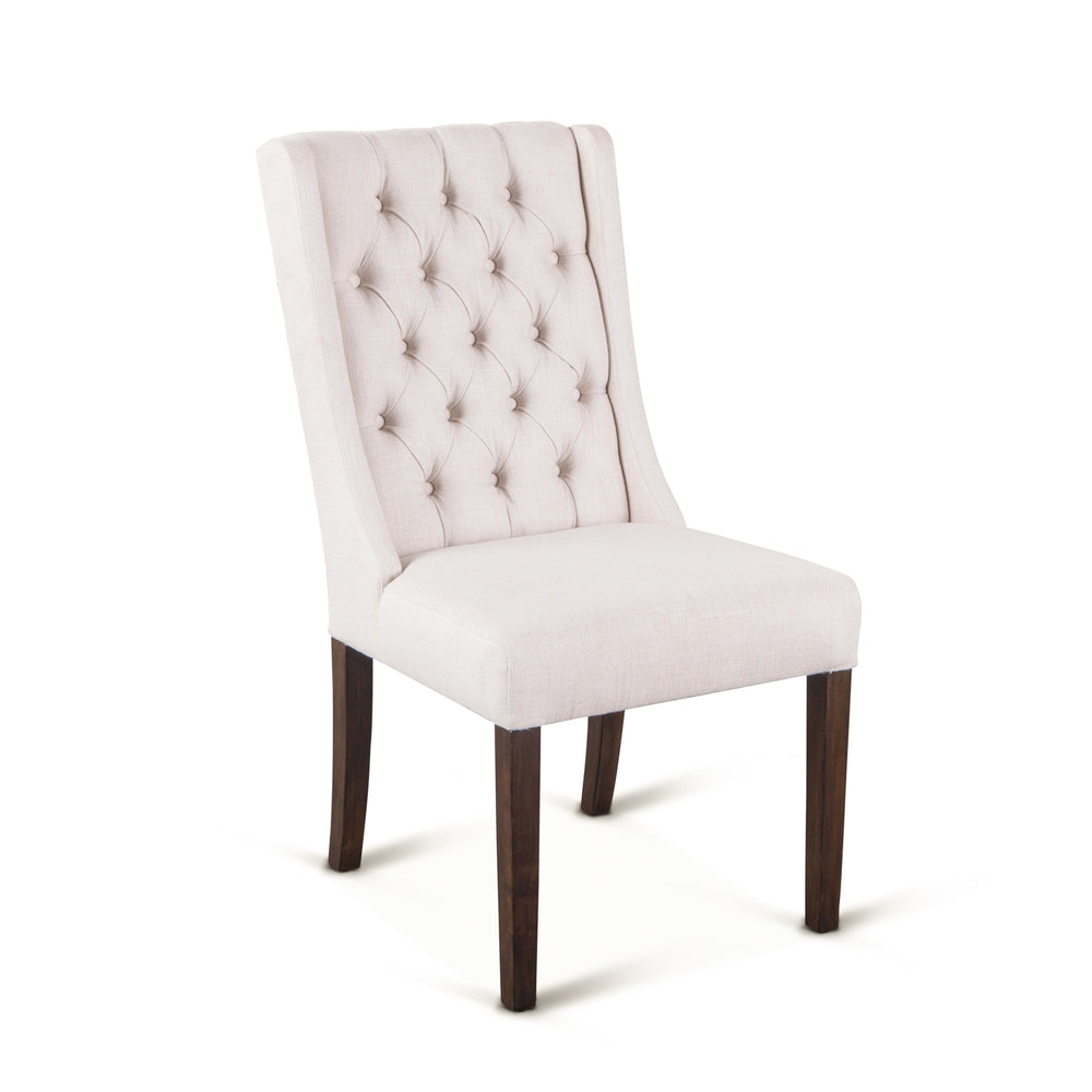 Lara Dining Chair- tufted off-white line-weathered teak