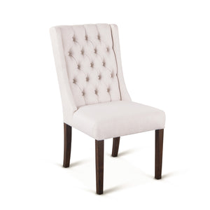Lara Dining Chair- tufted off-white line-weathered teak